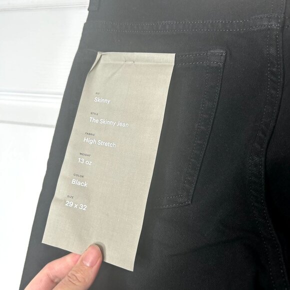 Everlane Uniform The Skinny High Stretch Black Denim Jeans Men's Size 29x32 NWT - Picture 4 of 7